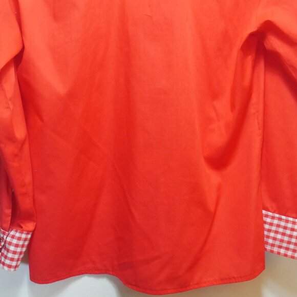 Vintage Red Western Shirt with Gingham Trim Pearl Snap Mens XL - Picture 14 of 16